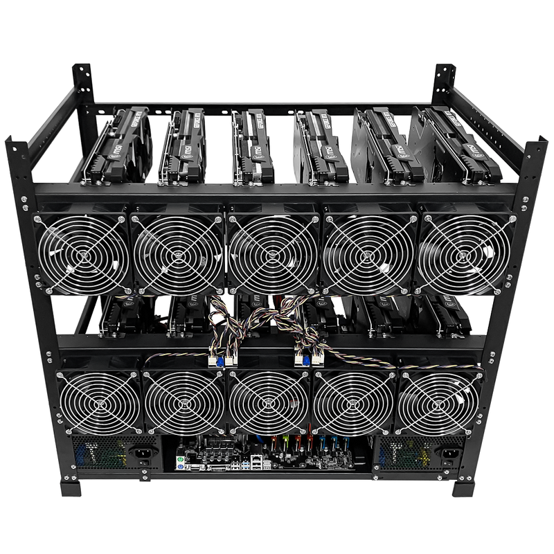 Rig Minage Plateforme Ouverte 5200W - 12 GPU RTX 4070 Super | DIY Micro