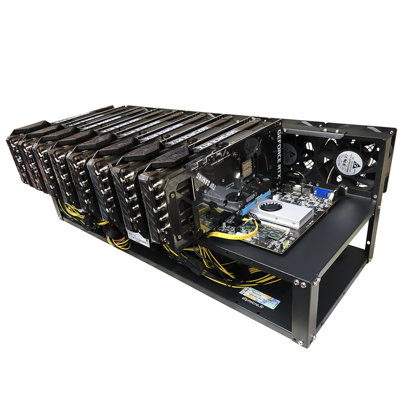 Cadre Rig Mining Ouvert Support 8 GPU - diymicro.fr