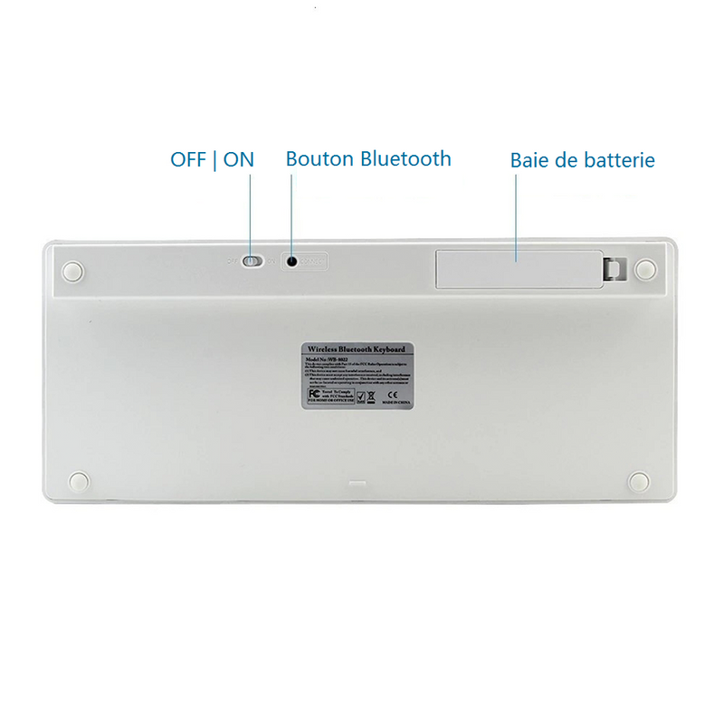 Clavier Azerty Kinpower WB-8022 Bluetooth Design Touch ultra-slim sans fil - diymicro.fr