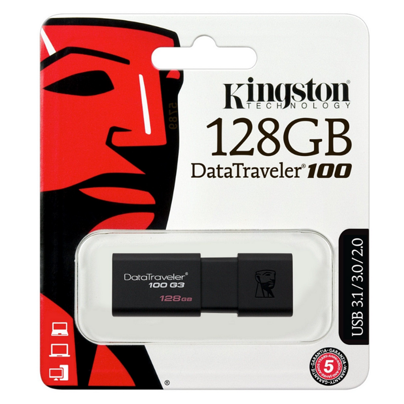 Kingston Clé USB 3.1 DataTraveler 100 G3 128Go - diymicro.fr