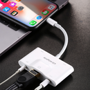 Adaptateur Concentrateur de Lightning vers Ethernet RJ-45 avec Port 3.5 Jack,USB OTG et Port de charge Lightning 4 en 1 - diymicro.fr