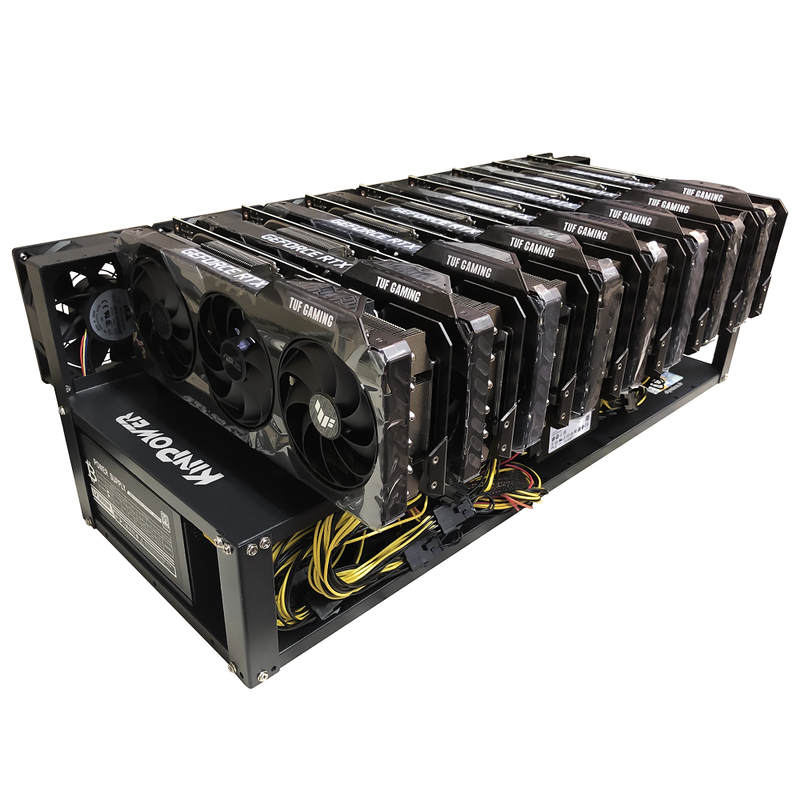 Rig Minage Plateforme Ouverte 2000W - 8 GPU RTX 4060 Ti | DIY Micro