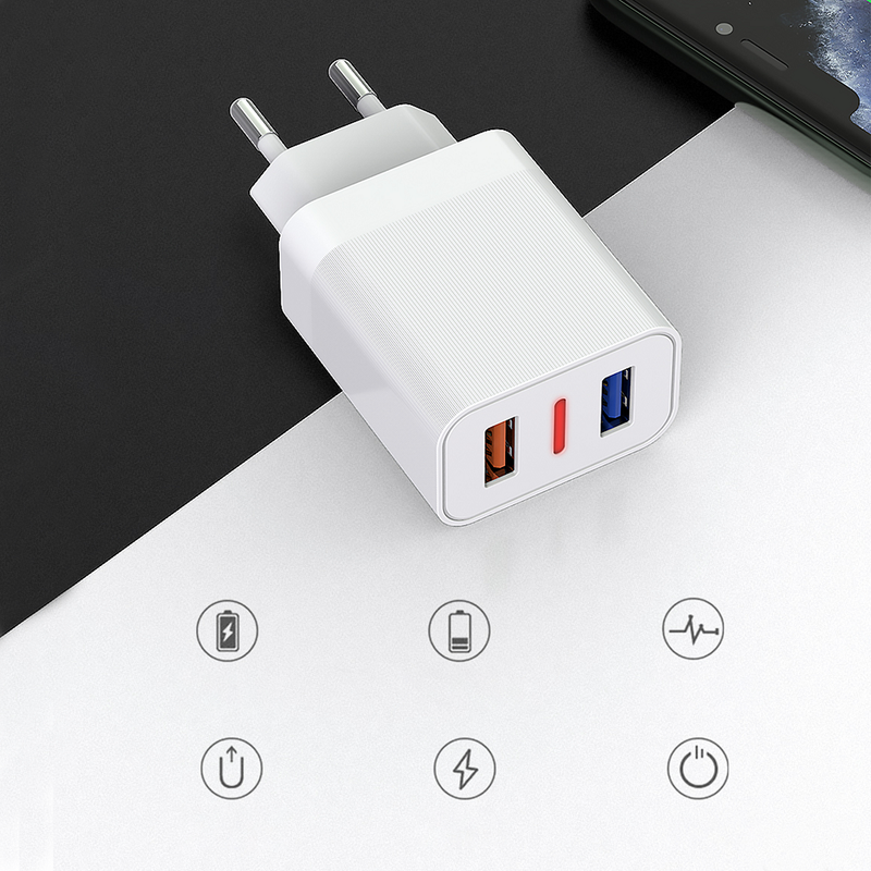 Chargeur Prise Secteur Charge Rapide 2 Ports USB 2.4A 12W | DIY Micro