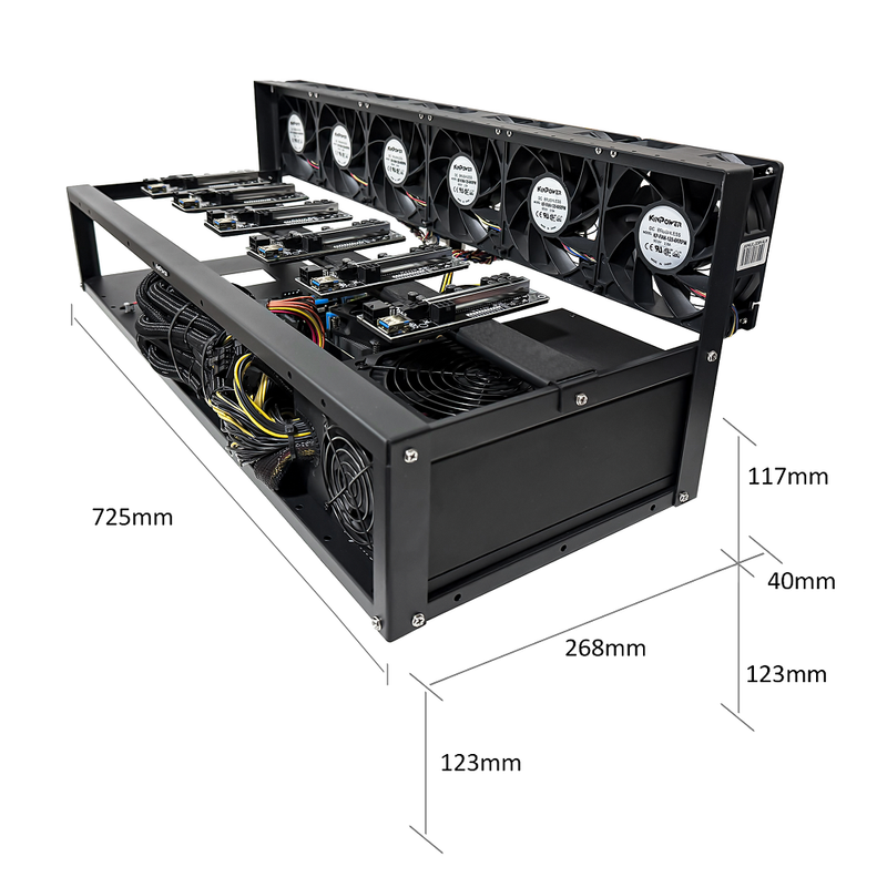 Rig Minage Plateforme Ouverte Sans GPU 3200W - PCIe 16Pin | DIY Micro
