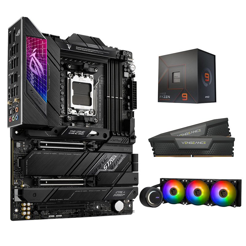 Kit d'évolution AMD-16 Ryzen 9 7950X3D AM5 - Asus Rog Strix X670E-E Gaming Wifi - Wifi 6E - 64Go DDR5