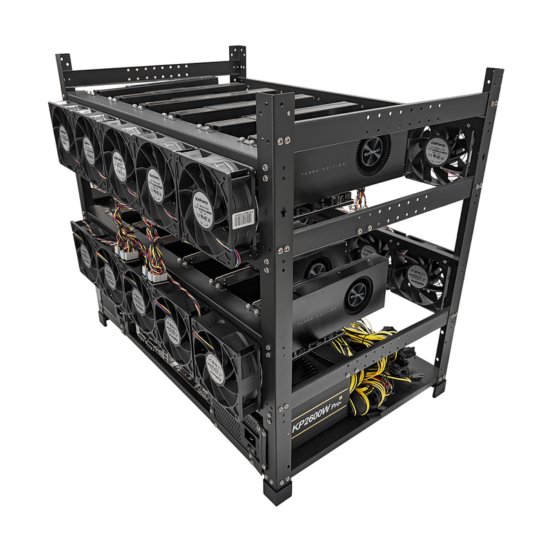 Rig Minage Plateforme Ouverte 5200W - 12 GPU RTX 4070 Super | DIY Micro