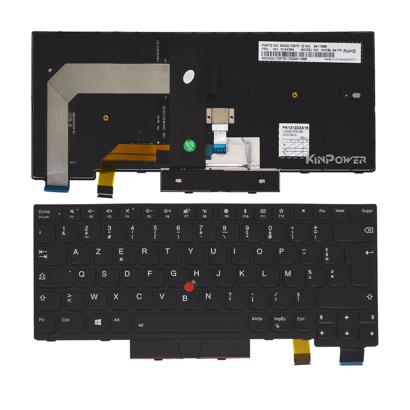 Clavier Azerty Français Pour Lenovo T470 T480 avec Rétroéclairage