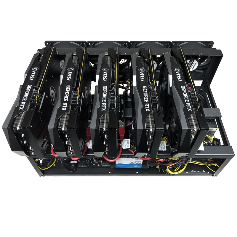 Cadre Rig Mining Ouvert Support 6 GPU - diymicro.fr