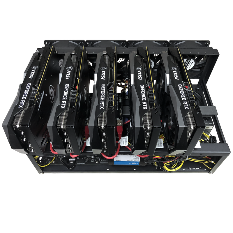 Rig Minage Plateforme Ouverte 2600W - 5 GPU RTX 4070 | DIY Micro