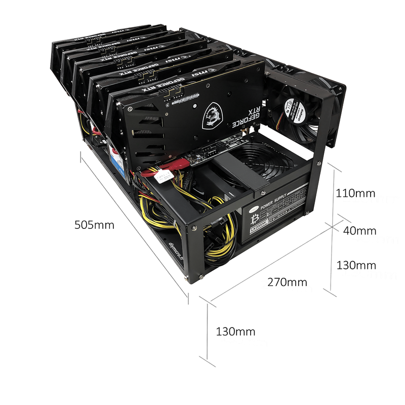 Rig Minage Plateforme Ouverte 2600W - 5 GPU RTX 3080 | DIY Micro