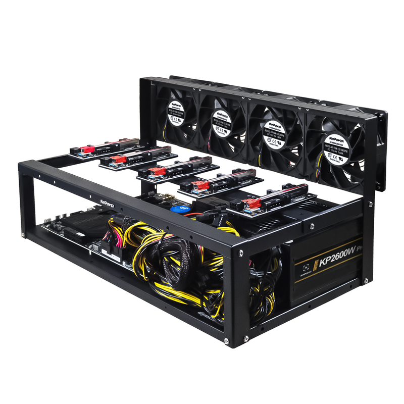 Rig Minage Plateforme Ouverte 2600W - 5 GPU PCI-E Riser Mode | DIY Micro