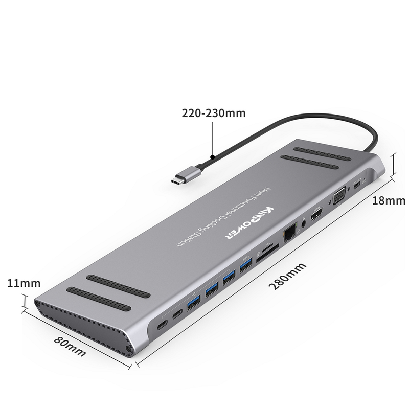 Station d'accueil Concentrateur Type C vers HDMI 4K 12 en 1 | DIY Micro