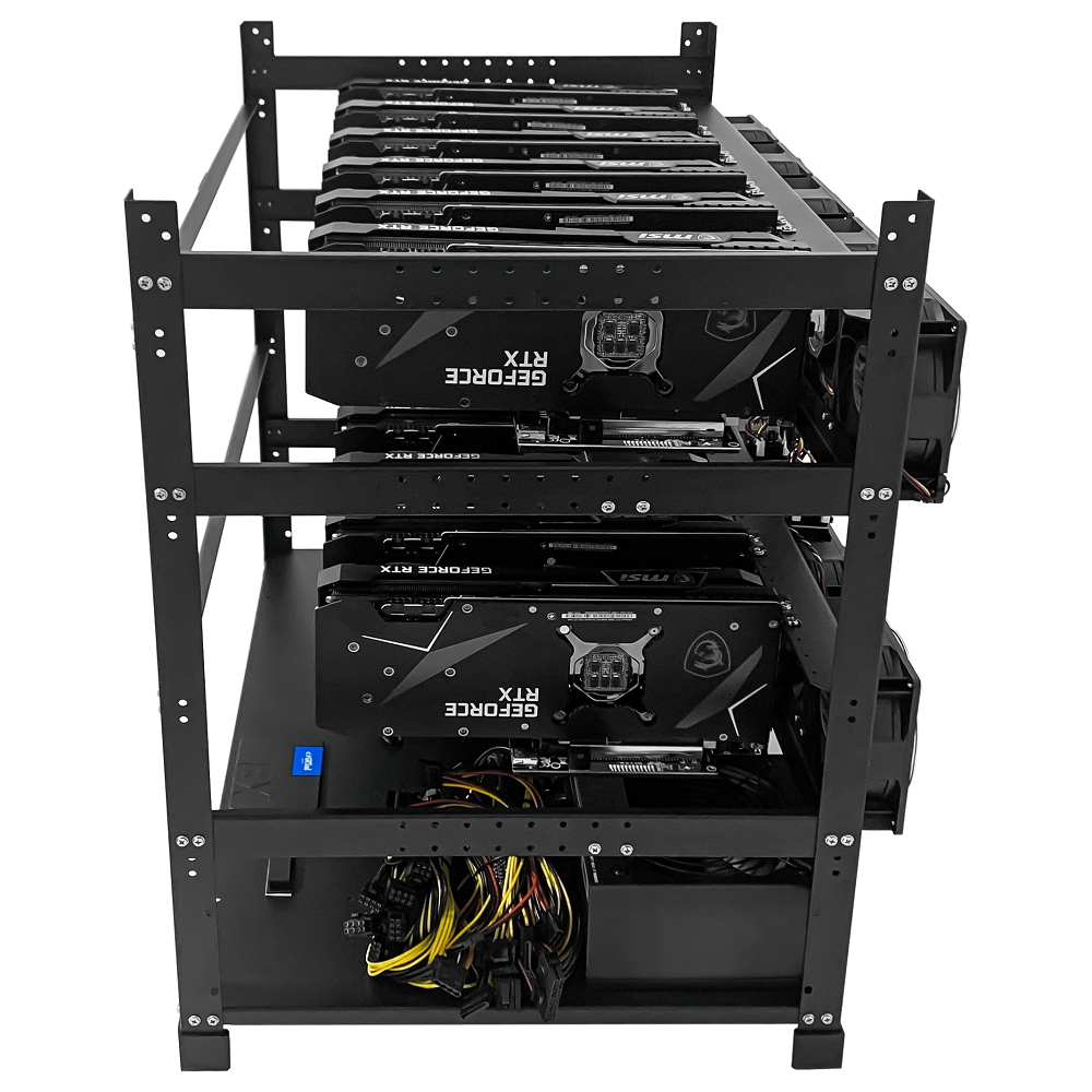 Rig Minage Plateforme Ouverte 5200W - 12 GPU RTX 4060 | DIY Micro