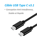 Kinpower Câble USB Type C-C v3.1 Mâle Mâle 1M - diymicro.fr