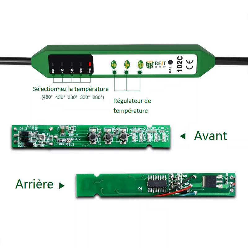 BST-102C Fer à souder 60W-90W réglable à température sans plomb - diymicro.fr