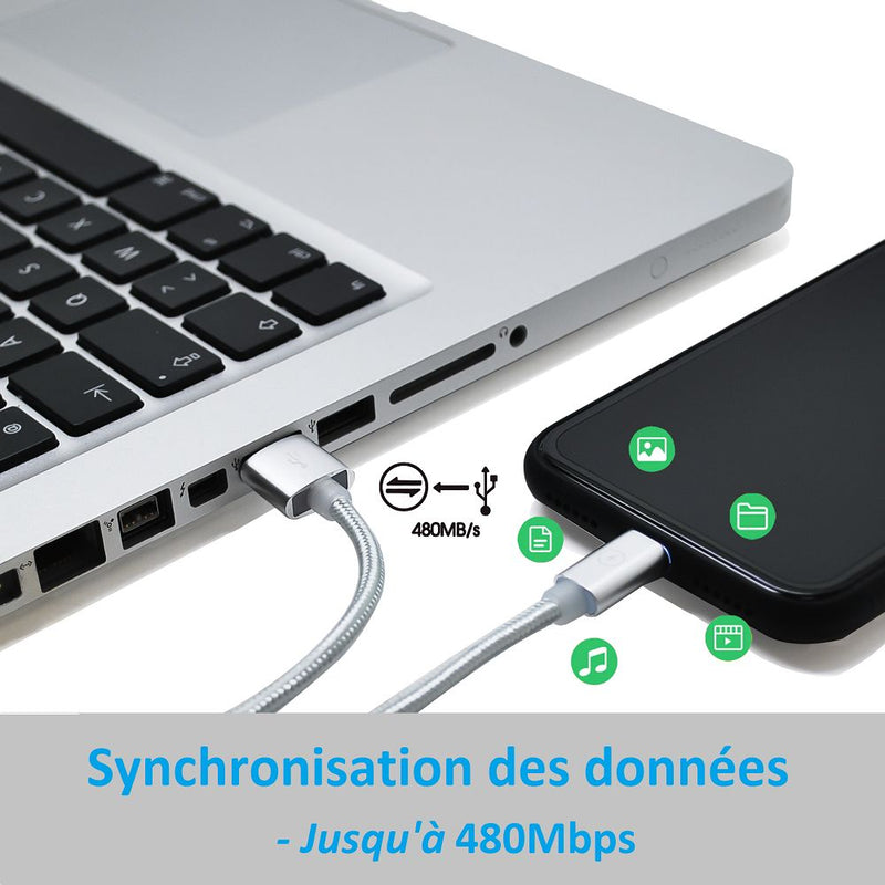 Kinpower Câble USB Type C v3.0 Mâle vers USB A Mâle 5V-2.4A 12W QC 1.2M - diymicro.fr