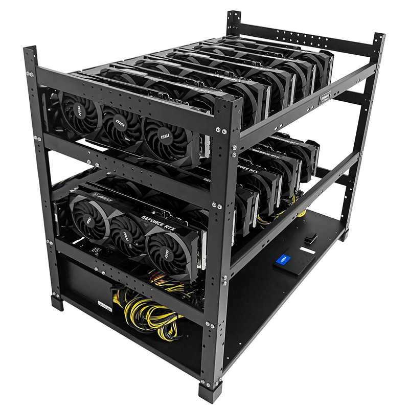 Rig Minage Plateforme Ouverte 5200W - 12 GPU RTX 3060 | DIY Micro