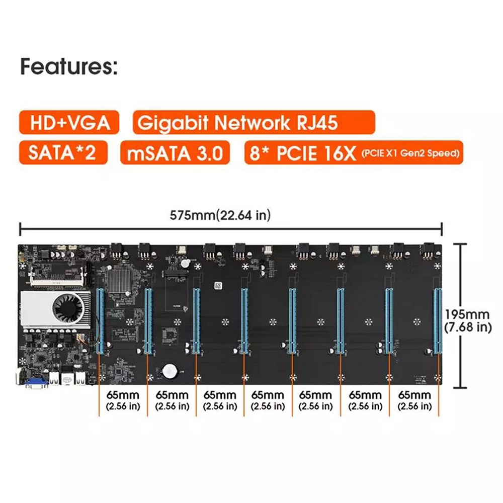 Carte mère minière BTC-S37 - Supportant 8 GPU | KINPOWER