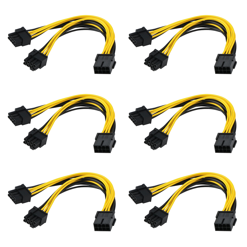 Lot de 6 Câbles d'alimentation PCI-E 8 broches Femelle vers double 8 broches (6+2) Mâle 30cm - diymicro.fr