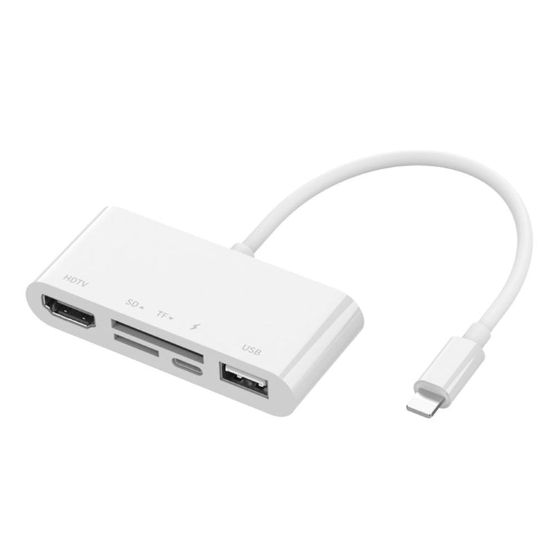 Adaptateur Concentrateur Lightning vers HDMI Full HD 1080P,USB 2.0, Lecteur SD, Lightning Charger 5 en 1 - diymicro.fr