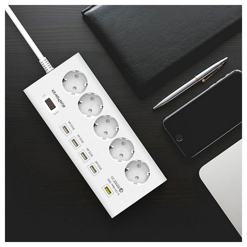 Multiprise parasurtenseurs 5 prises 5 USB avec interrupteur | DIY Micro