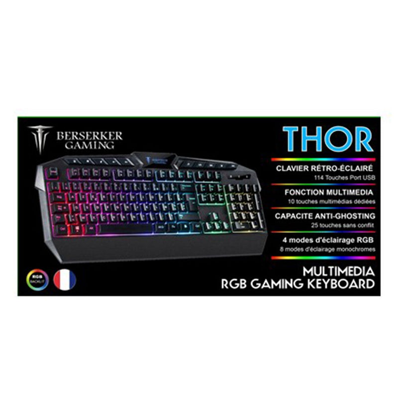 Clavier Azrty Berserker Gaming Thor-GX-800 RGB avec fil USB - diymicro.fr