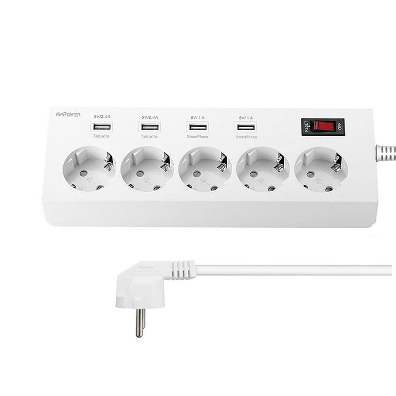 Multiprise parasurtenseurs 5 prises 4 USB avec interrupteur | DIY Micro