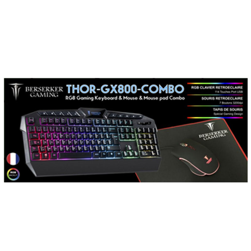 Clavier Azrty Berserker Gaming Thor-GX-800 RGB avec fil USB - diymicro.fr