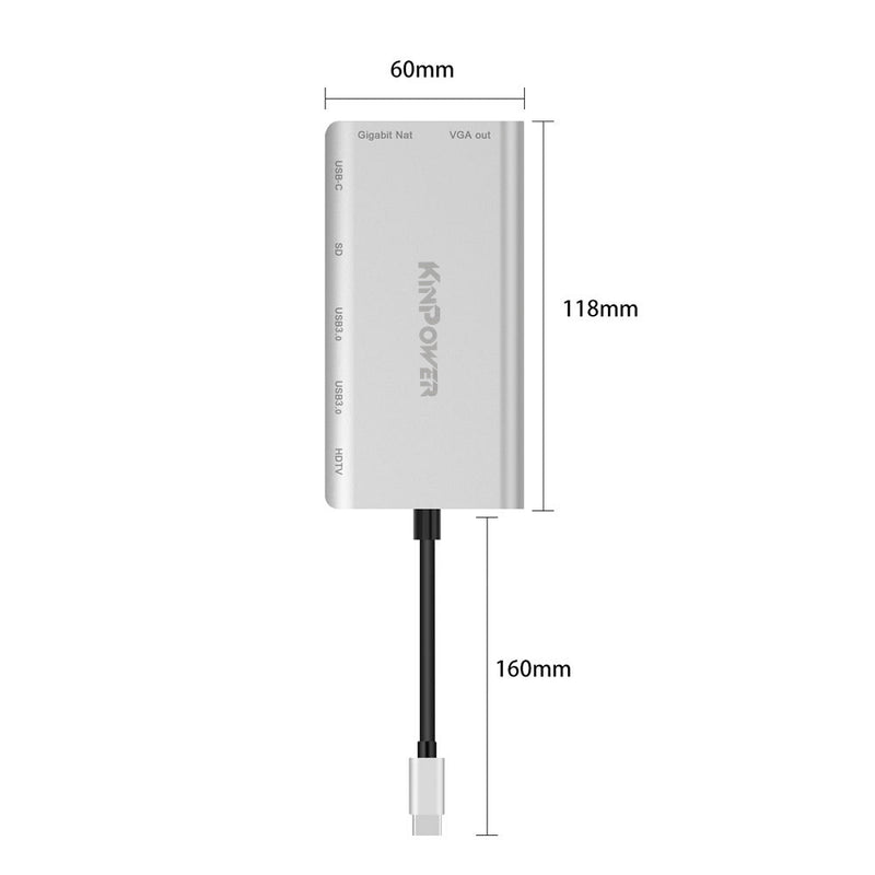 Station d'accueil Concentrateur Type C vers HDMI 4K, VGA, USB 3.0, Lecteur SD, RJ-45 6 en 1 - diymicro.fr