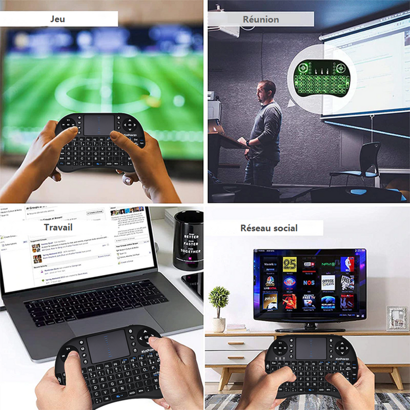 Kinpower Mini Clavier Azerty Sans Fil avec Touchpad Multi-fonctions en Batterie Rechargeable - diymicro.fr