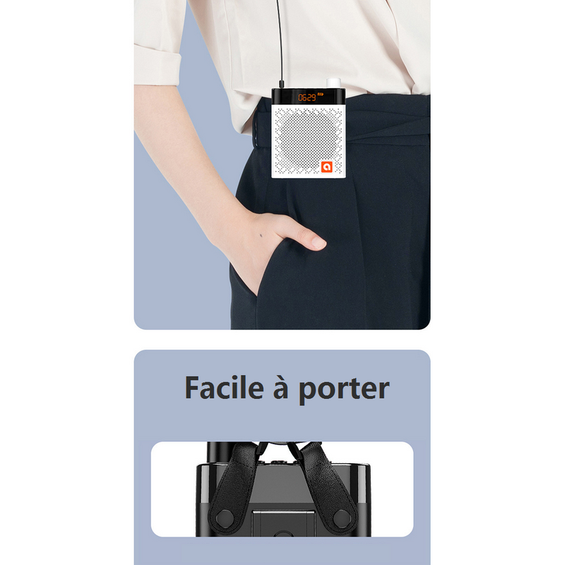 Amplificateur de voix portable acec micro-casque filaire support bluetooth et carte micro SD - diymicro.fr