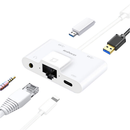 Adaptateur Concentrateur de Lightning vers Ethernet RJ-45 avec Port 3.5 Jack，USB OTG et Port de charge Lightning 4 en 1 - diymicro.fr
