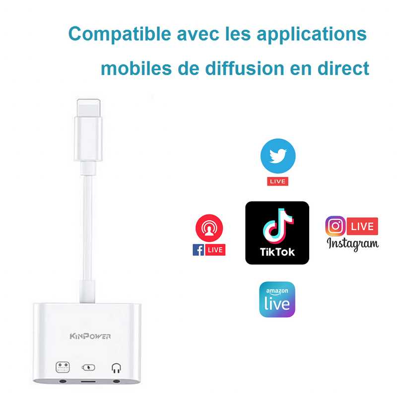 Kinpower Adaptateur convertisseur de carte son d'émission en direct pour Smartphone - diymicro.fr